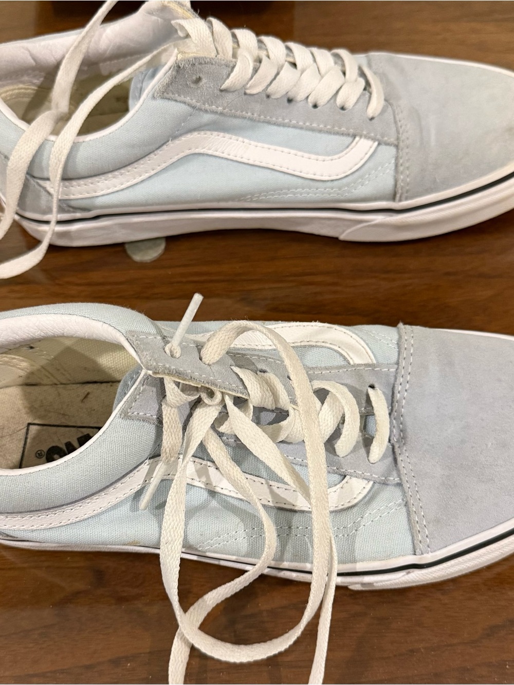 Vans Light Blue and White Old Skool Canvas Sneakers